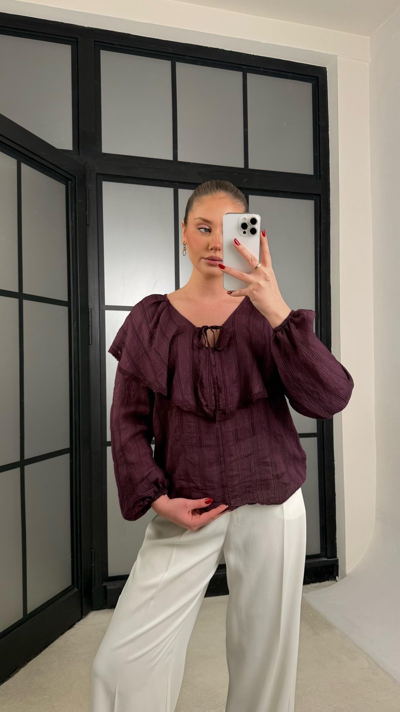 Mürdüm Bebe Yaka Volanlı Bluz GAUS-01274