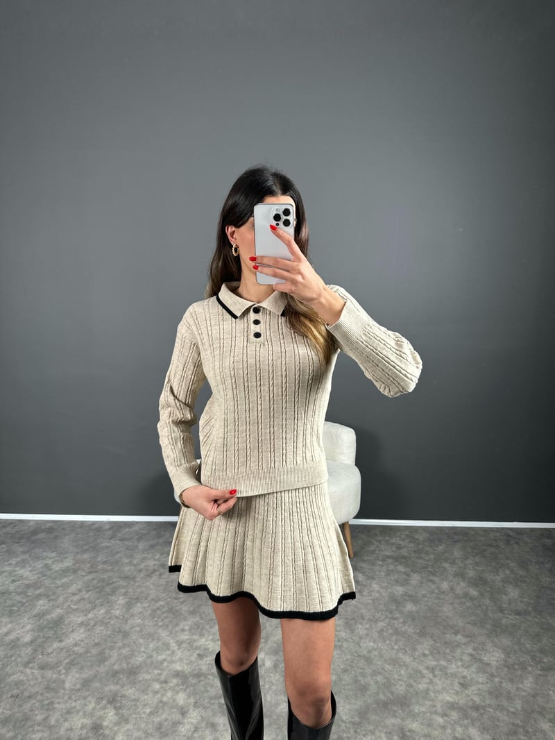 Niki Taş Triko Etekli İkili Takım