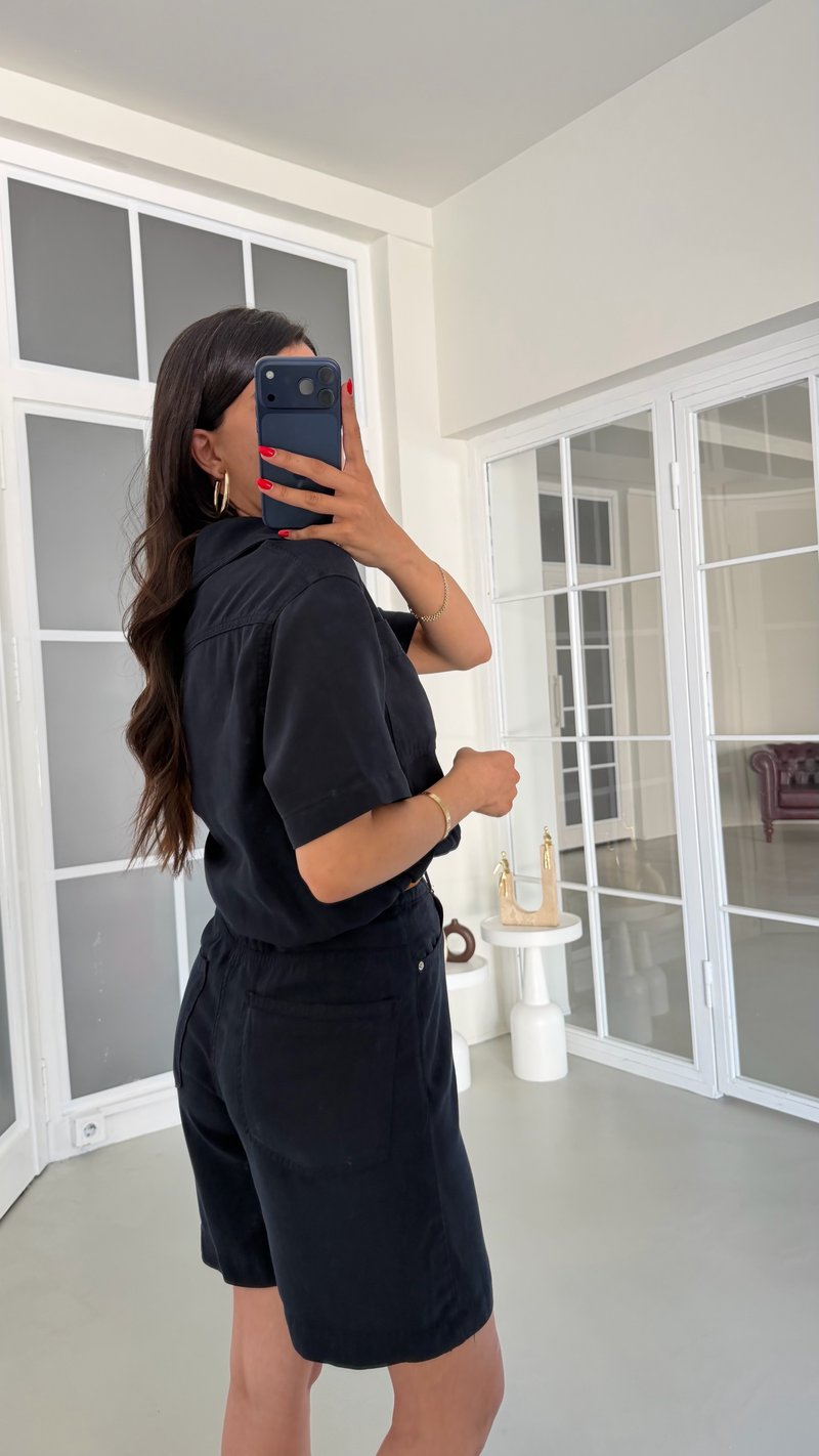 Lacivert Kemerli Tencel Denim Tulum GAUS-01863