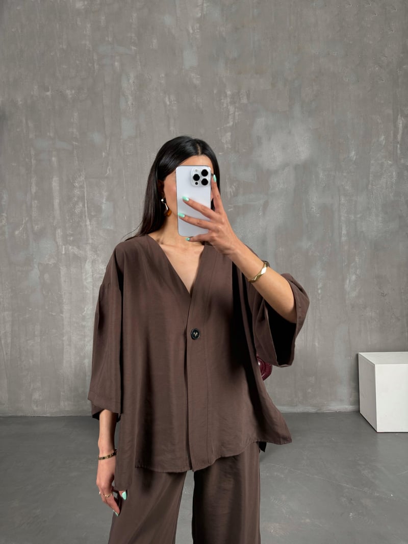 Acı Kahve Beli Lastikli Yelekli Tensel Takım Gaus00247