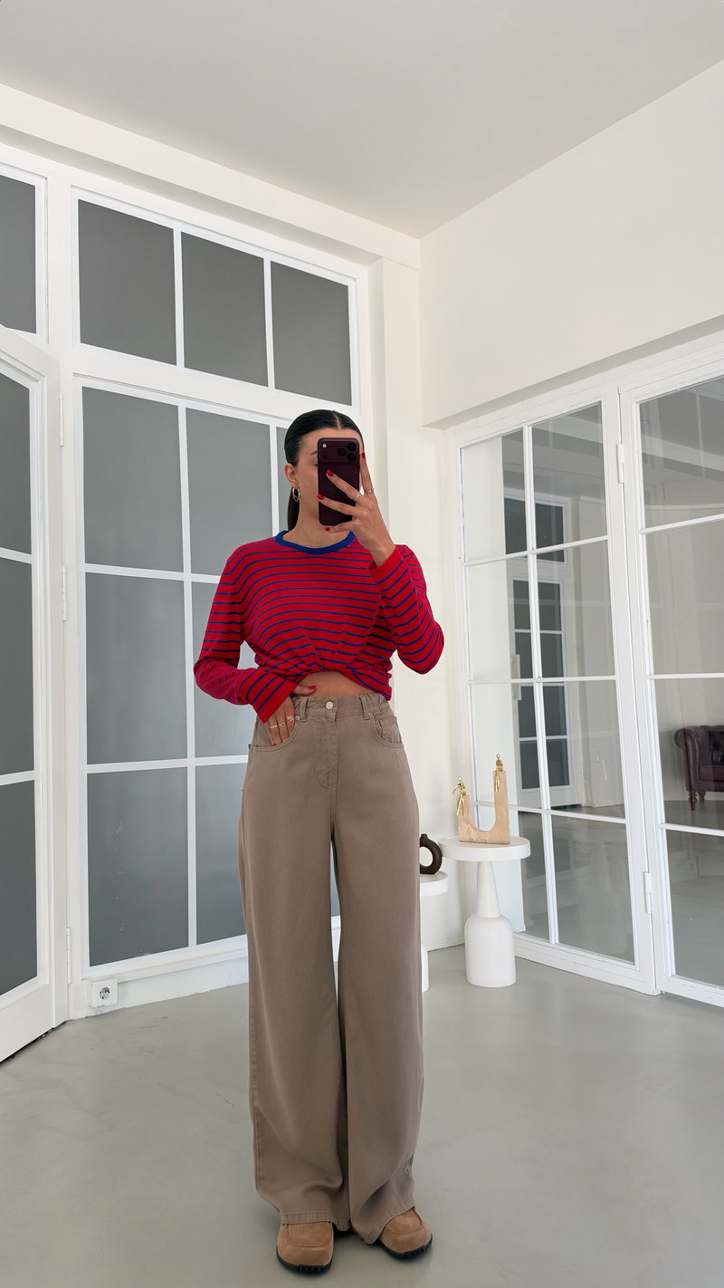 Vizon Beli Lastikli Geniş Paça Jean GAUS-01876 GAUS-02035