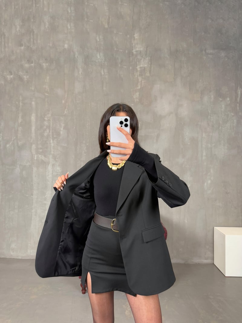 Lenora Siyah Astarlı Blazer Ceket
