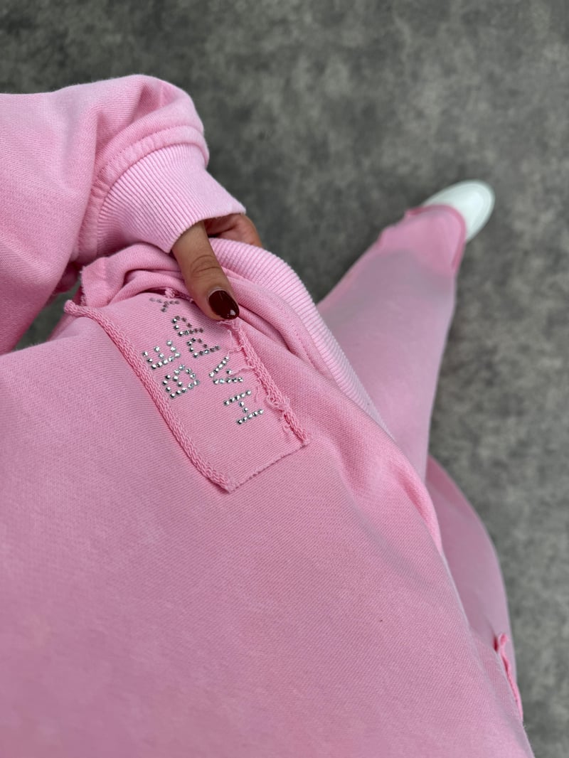 Berry Pembe Eskitme Bisiklet Yaka Taşlı Takım