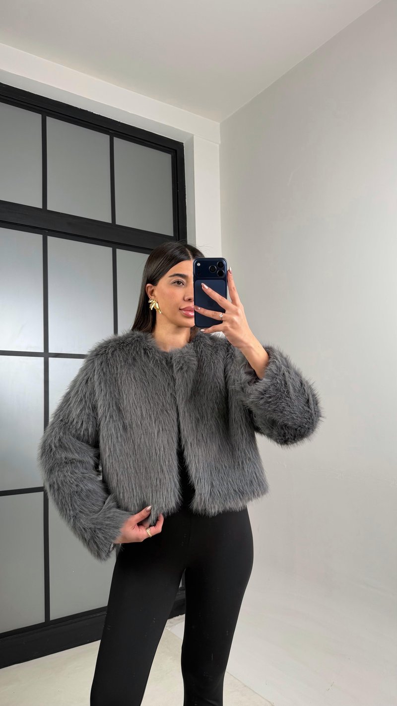 Füme Astarlı Muadil Crop Kürk GAUS-01103