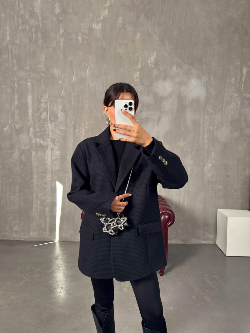 Dany Lacivert Astarlı Kaşe Blazer Ceket