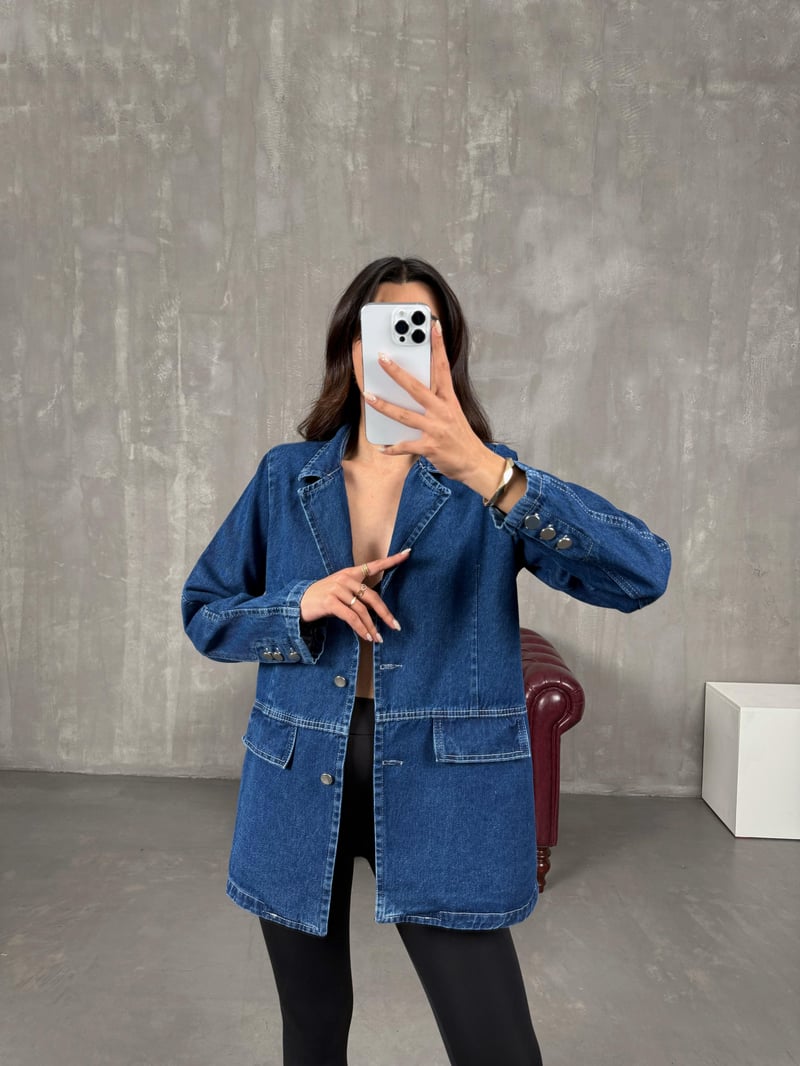 Yunga Lacivert Vatkalı Denim Ceket