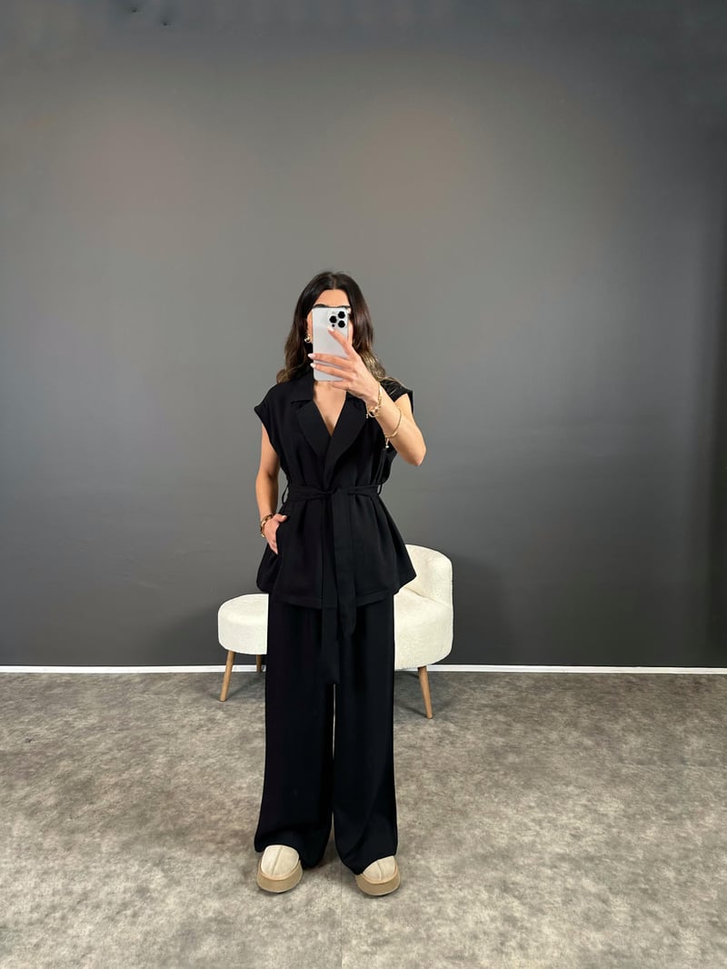 Liu Siyah Zr Model Yelekli İkili Takım