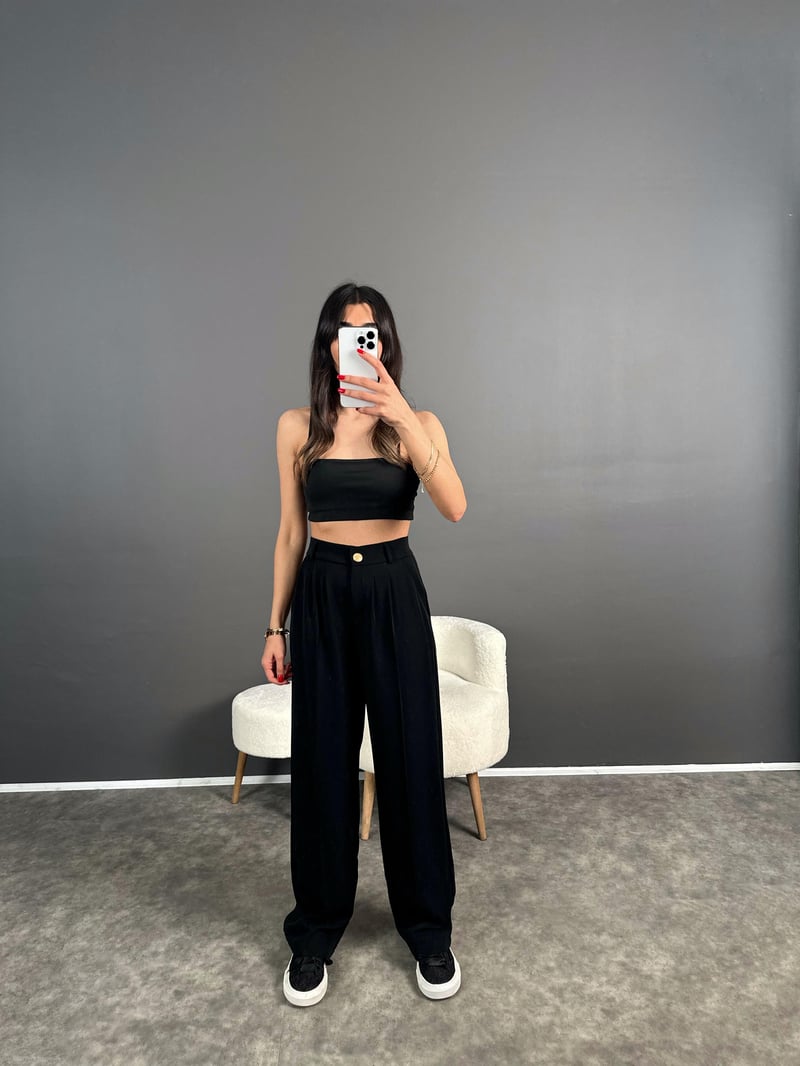 Oreo Siyah Premium Oversize Gold Düğmeli Ceket Pantolon İkili Takım 