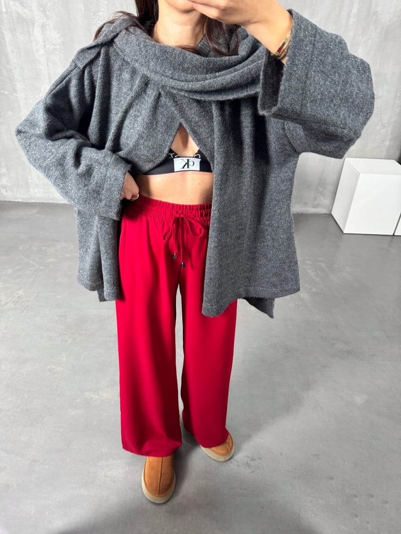 Sima Bordo Beli Lastikli Ayrobin Pantolon