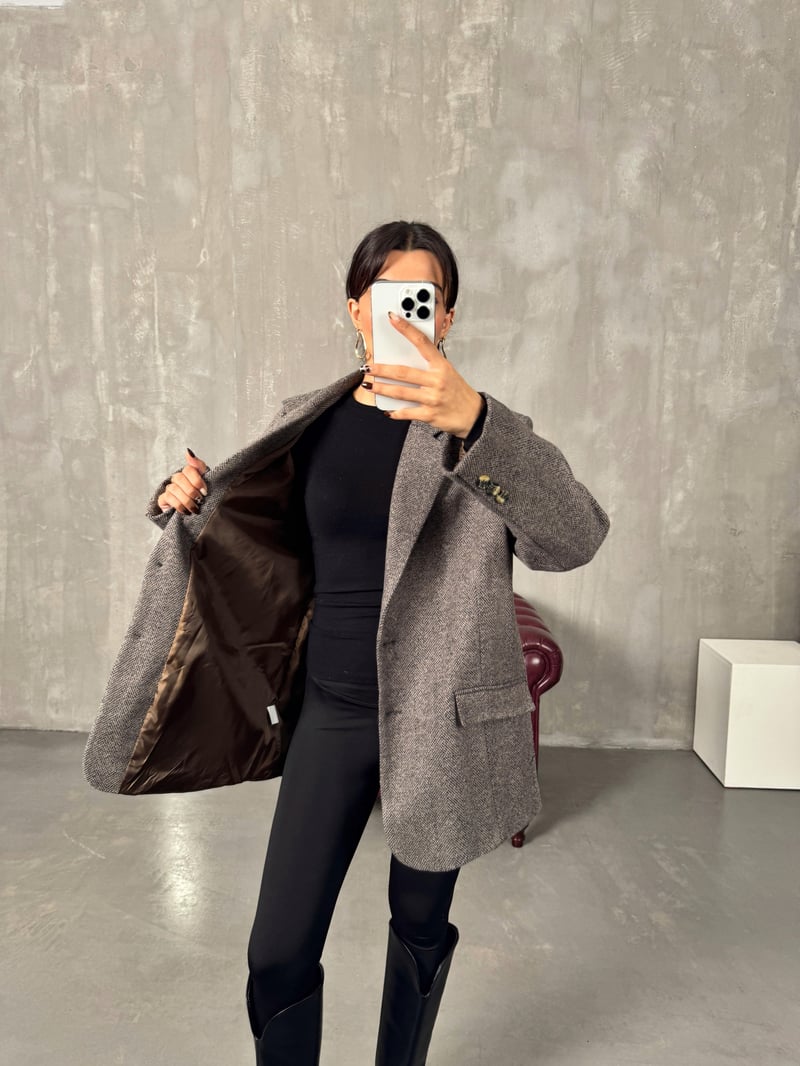 Dany Vizon Astarlı Kaşe Blazer Ceket