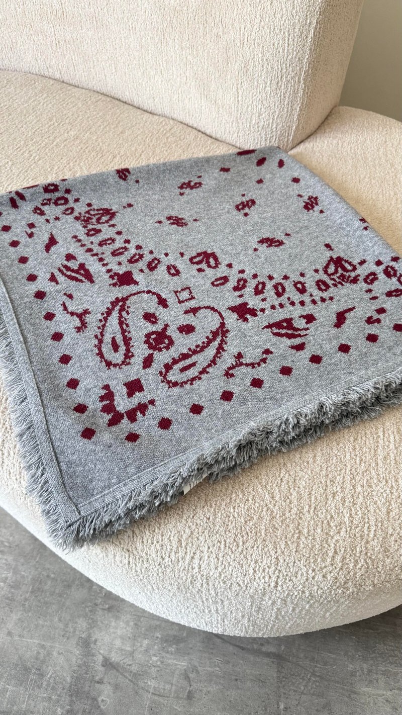 Bordo Desenli Muadil Triko Şal GAUS-00907
