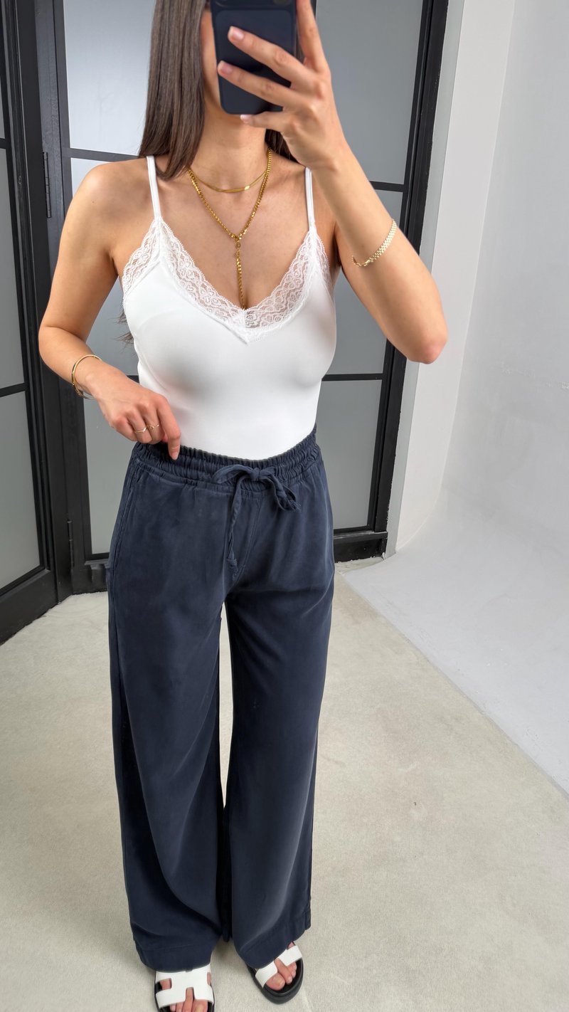 Lacivert Beli Lastikli Tencel Denim Pantolon GAUS-01474