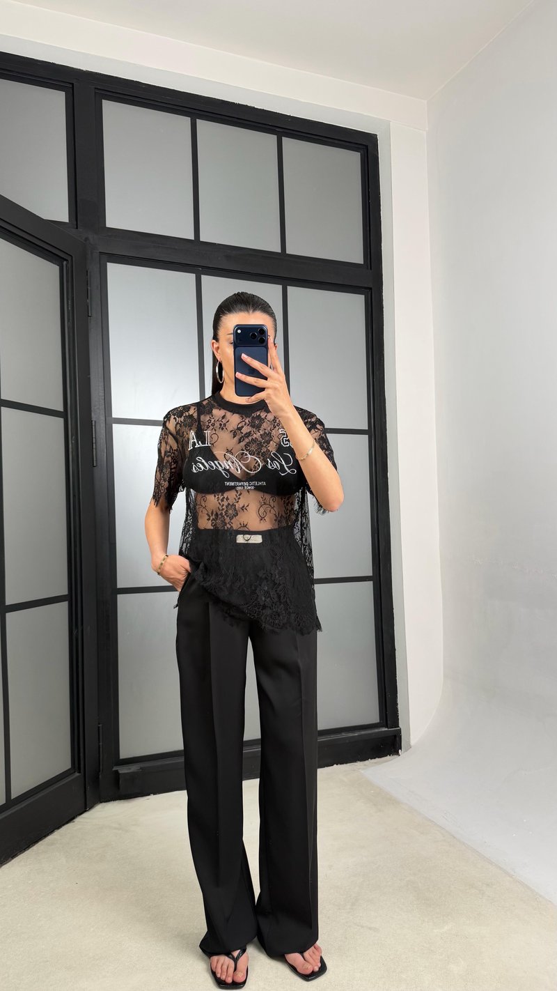 Siyah Beli Lastikli Pantolon GAUS-01387