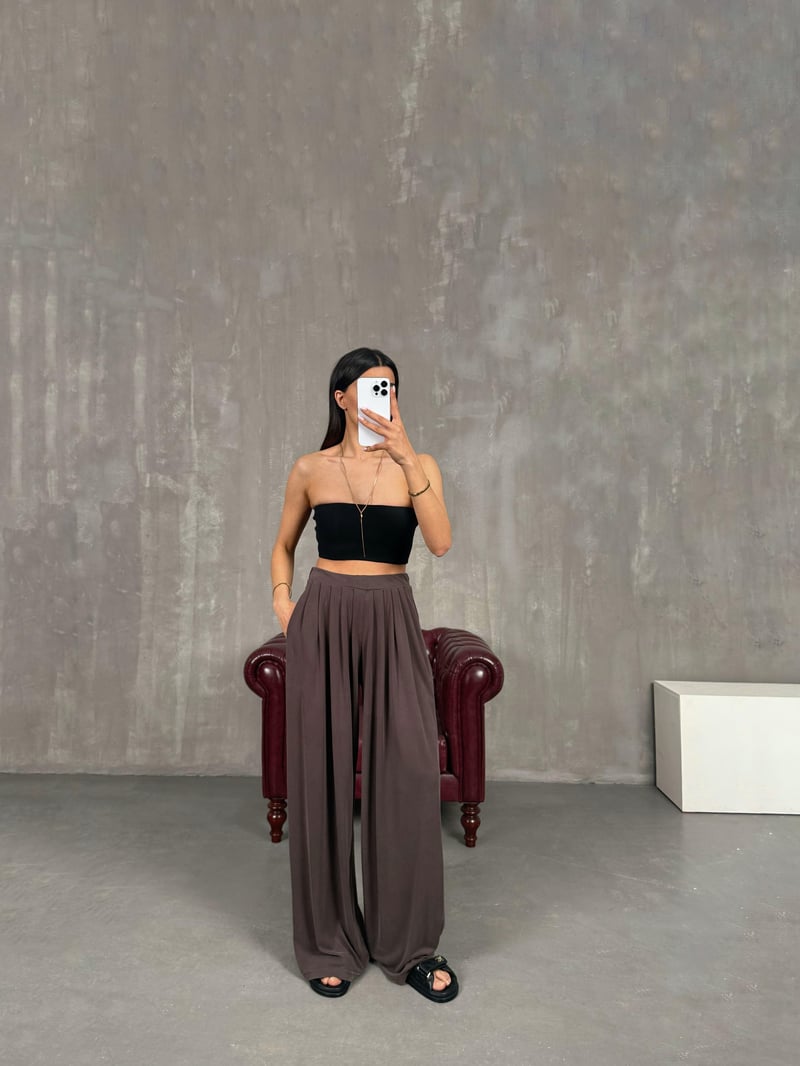 Kahve Premium Modal Kumaş Oys Pantolon Gaus00269 