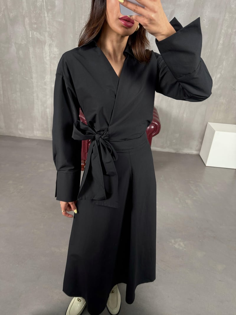 Black Tie Shirt Skirt Set Gaus00114