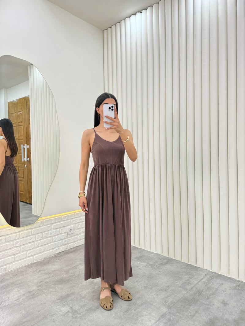 Kahve Askısı Ayarlanabilir Moda Kumaş Tulum Gaus00331