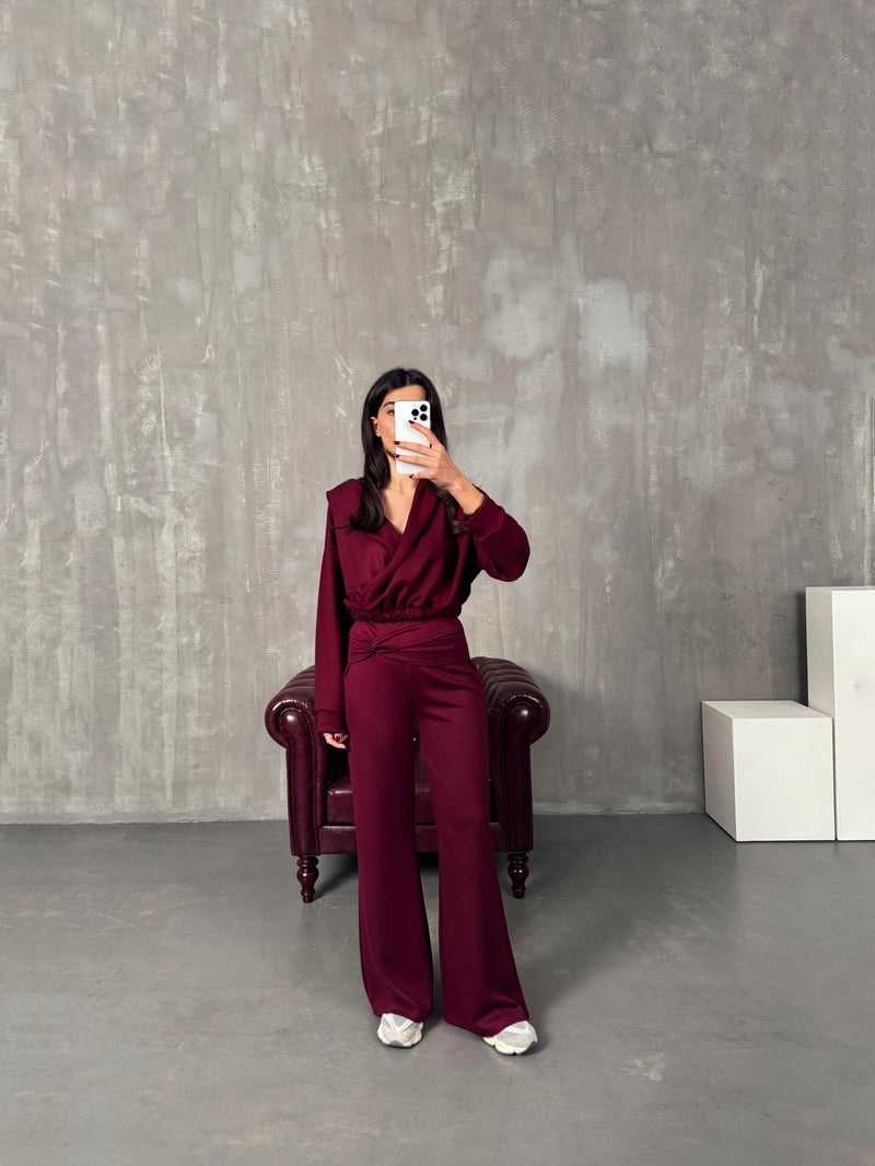 Galew Bordo Oys Modal Kumaş Takım