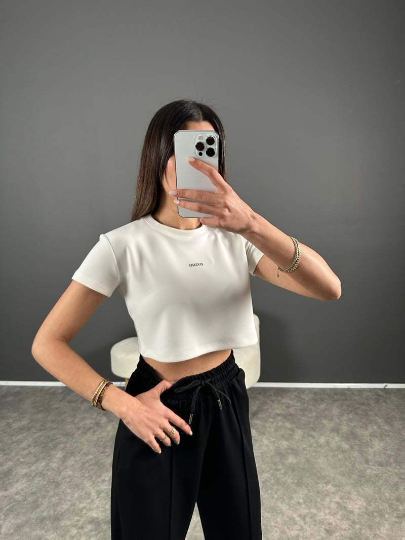 Oysh Beyaz Modal Kumaş Baskılı Tshirt 