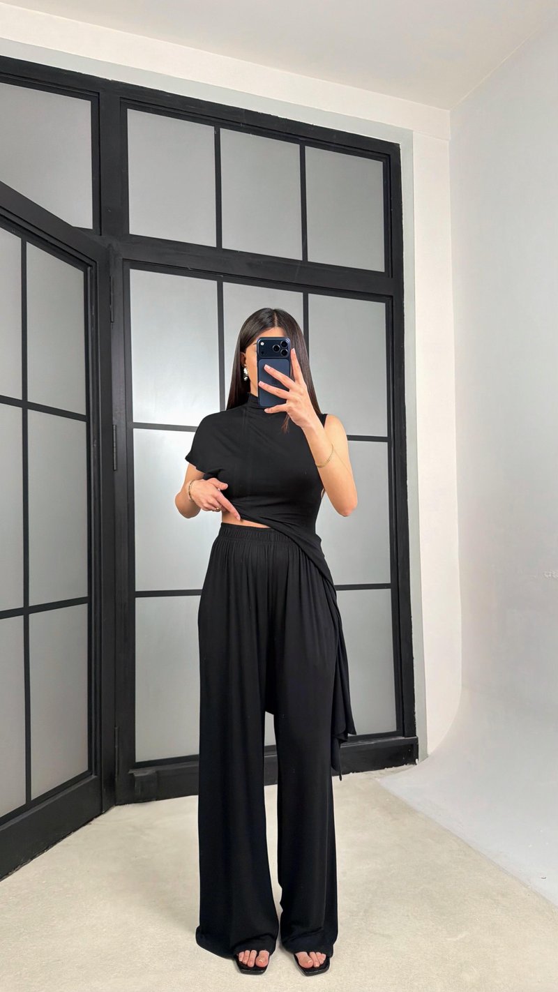 Siyah ZR Model Beli Lastikli Kaşmir Dokulu Pantolon GAUS-01356 GAUS-01355