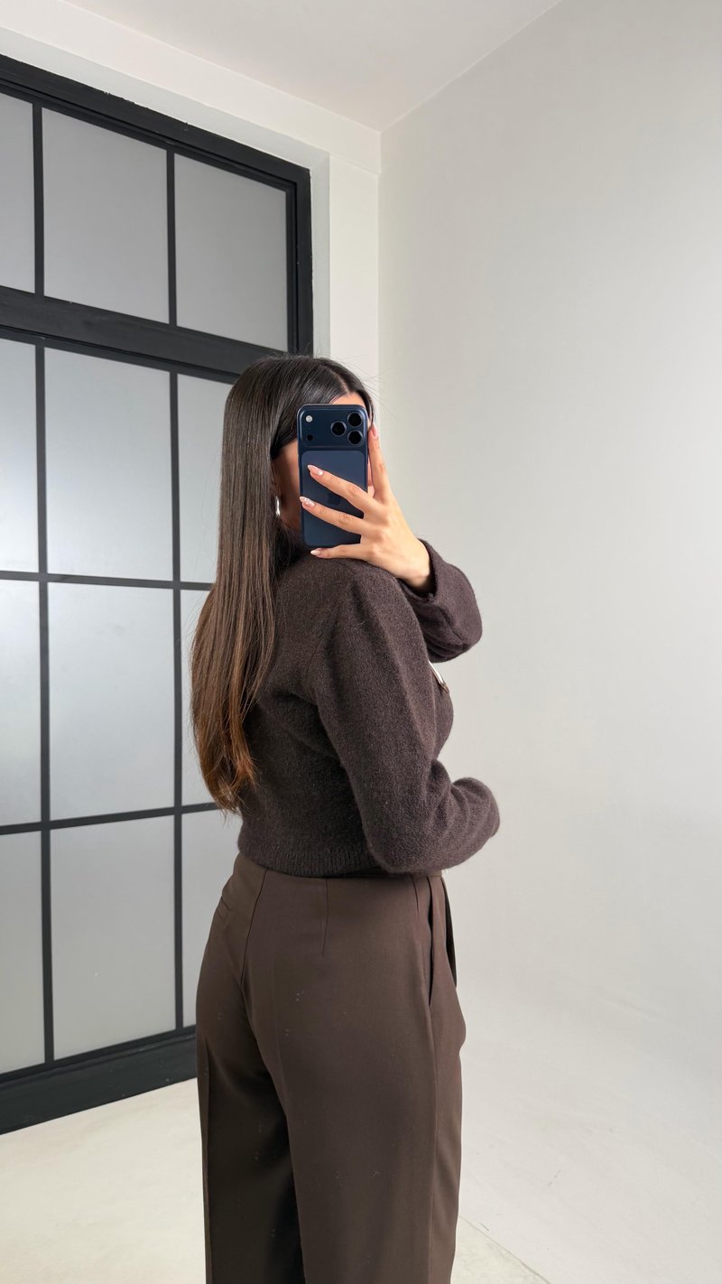 Acı Kahve Çift Bel Detaylı ZR Model Pantolon GAUS-00832
