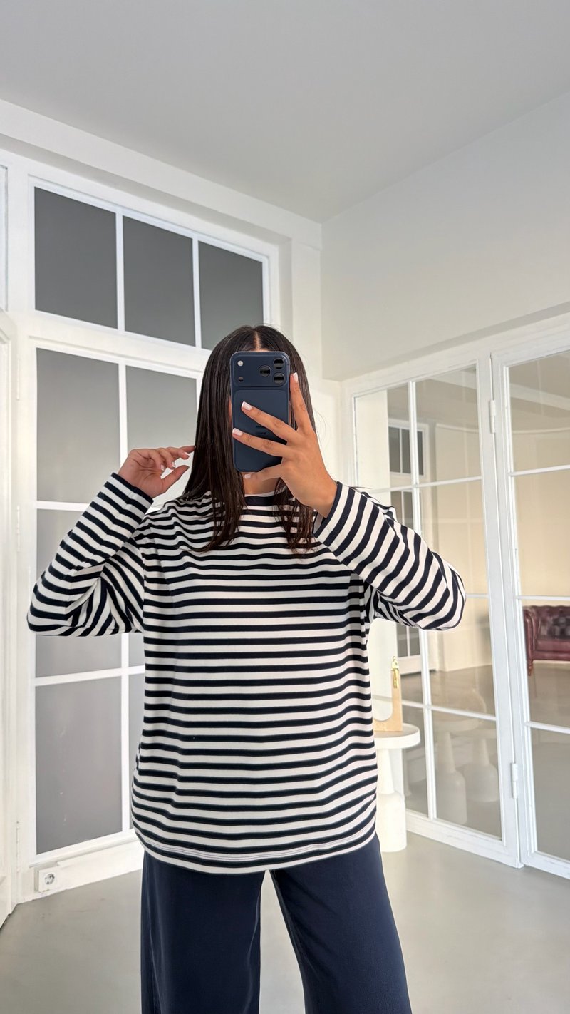 Lacivert Çizgili Basic Bluz GAUS-02015