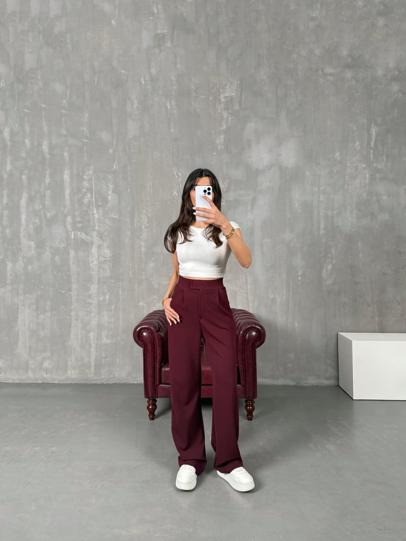 Sasa Bordo Çıtçıt Detaylı Pantolon