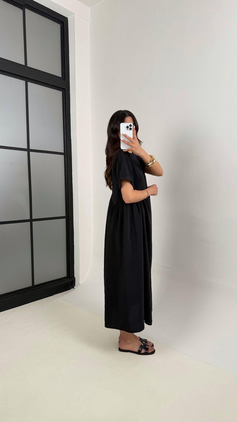 Siyah Altı Balon Tencel Pinterest Elbise Gaus00388