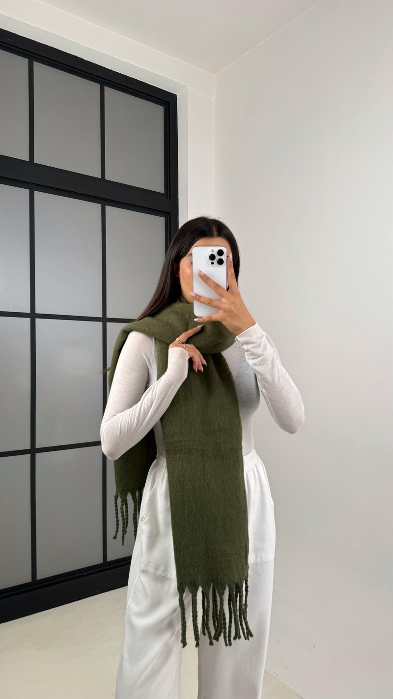 Haki Saçaklı Atkı GAUS-00124