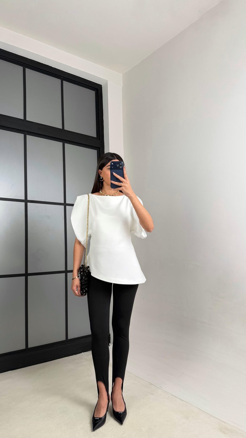 Beyaz Balon Kol Bluz GAUS-01126