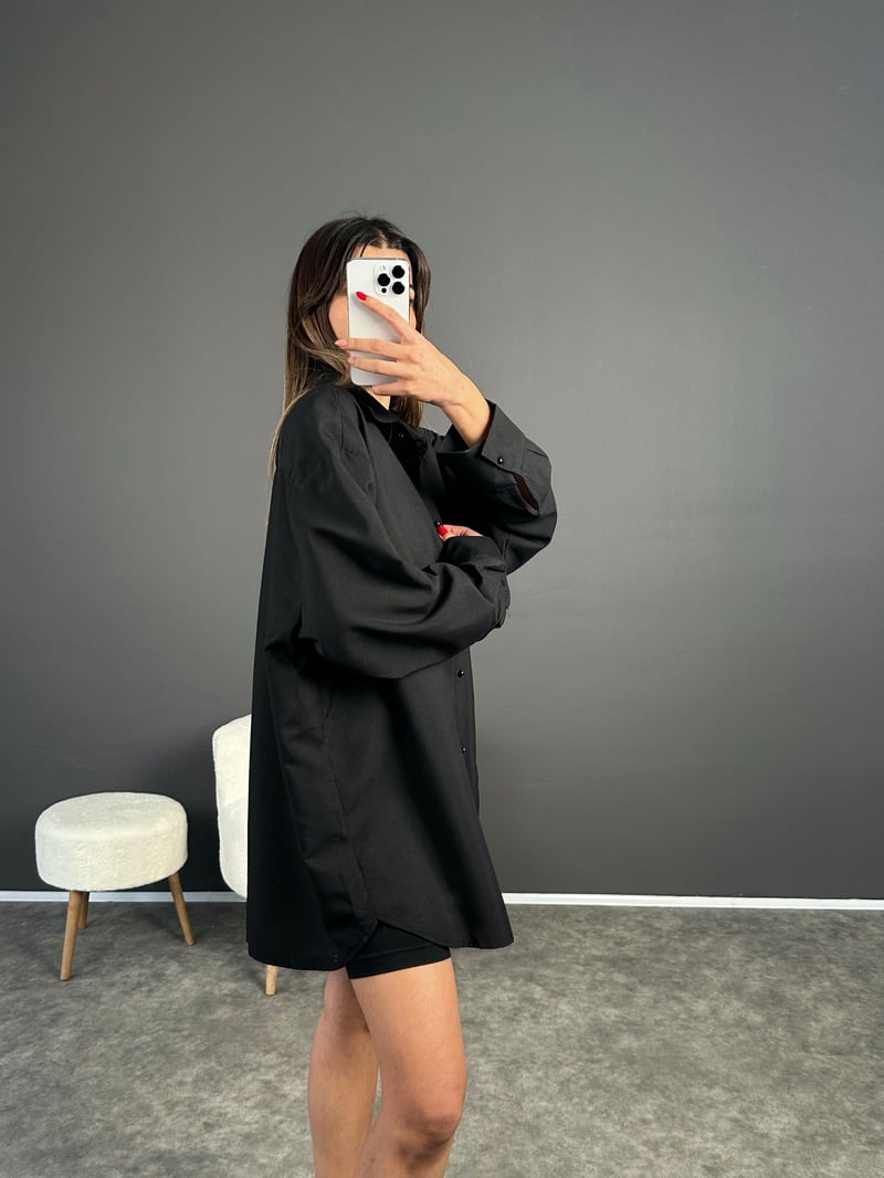 GK Siyah Oversize Gömlek 