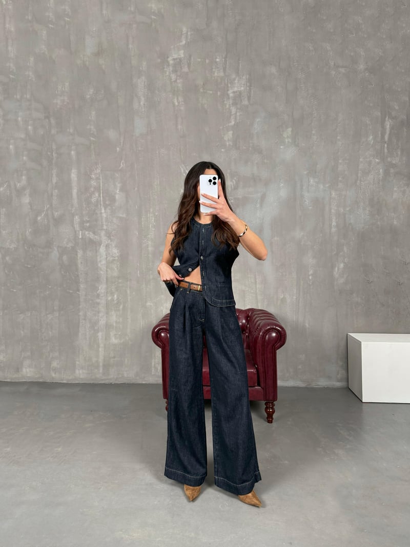 Rolfi Lacivert ZR Muadil Yelek Pantolon Denim Takım
