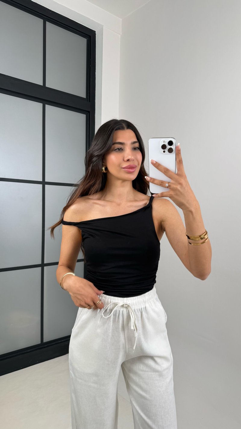 Siyah Burgu Askılı ZR Muadil  Bluz Gaus00622