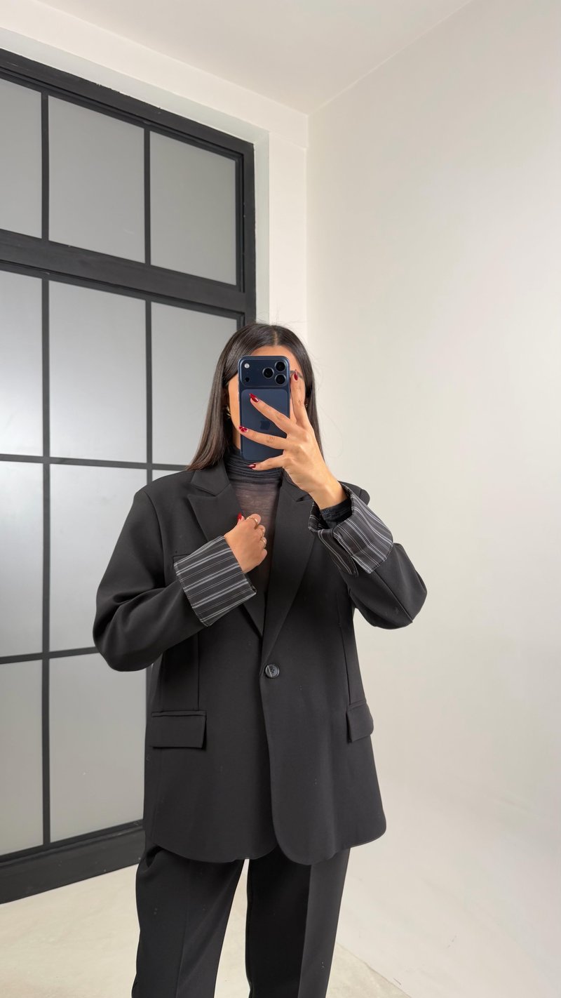 Siyah Vatkalı Astarlı Blazer Ceket GAUS-00729
