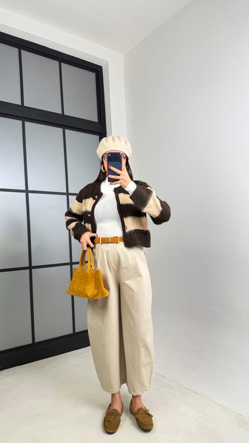 Taş Beli Lastikli Poplin Balon Pantolon GAUS-00915