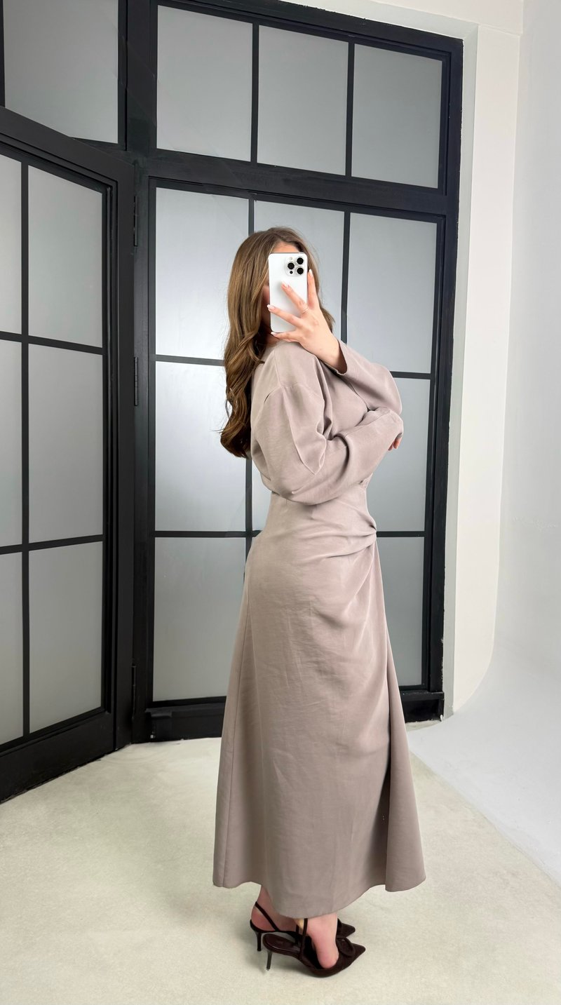Vizon Drape Detaylı Etek Bluz Tencel Takım GAUS-01176