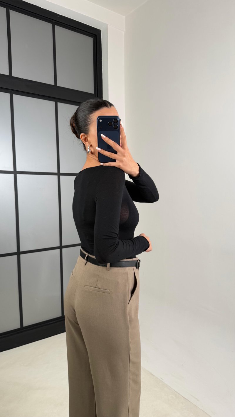 Vizon Kemerli Paça Detaylı Kumaş Pantolon GAUS-00553