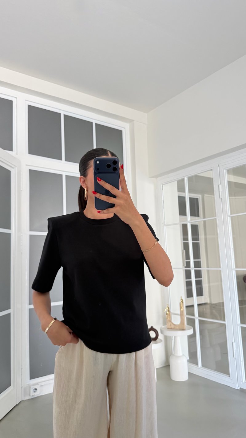 Siyah Vatkalı Tshirt GAUS-01884