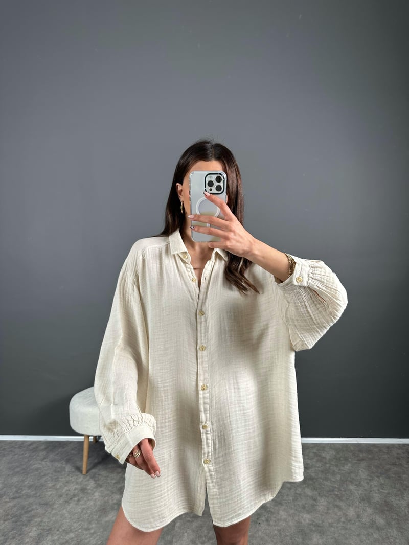Müslin Kumaş Oversize Gömlek 