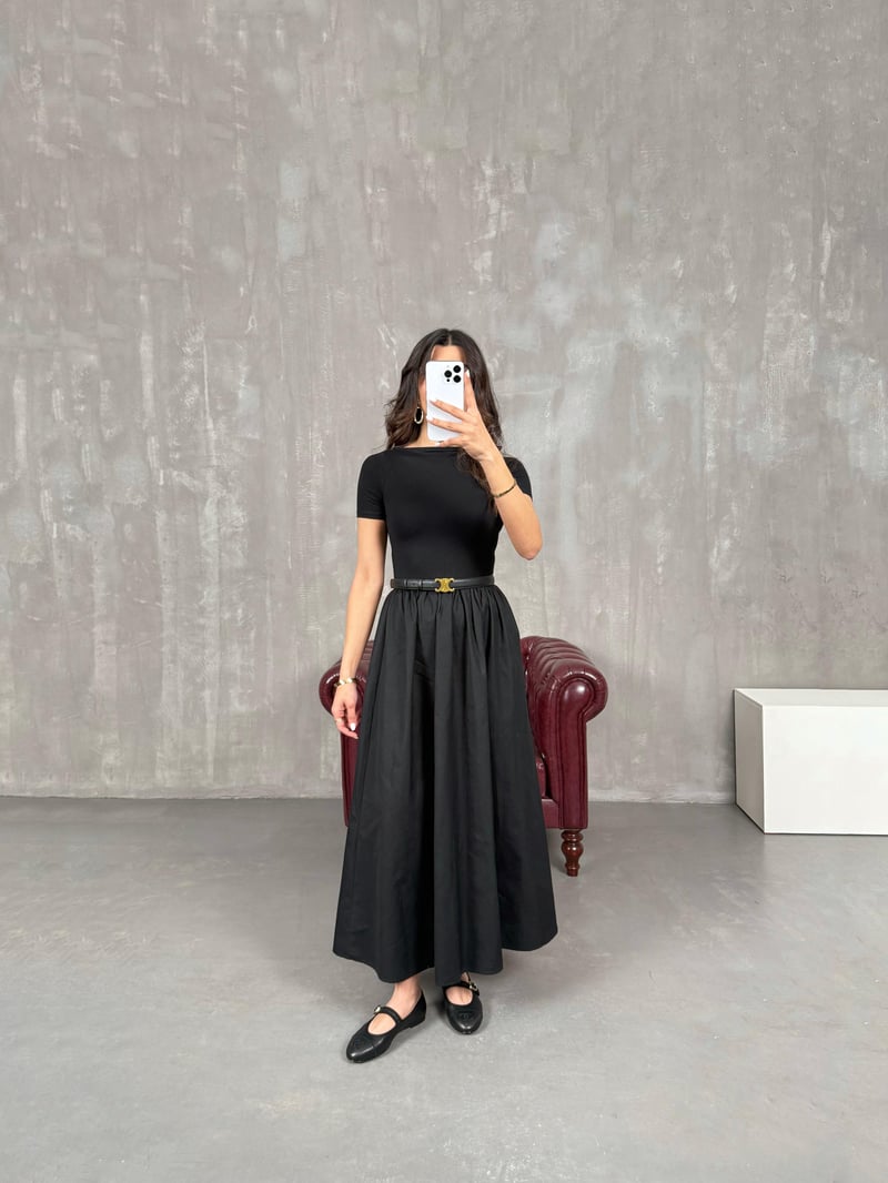 Nox Siyah Kısa Kol Pinterest Elbise