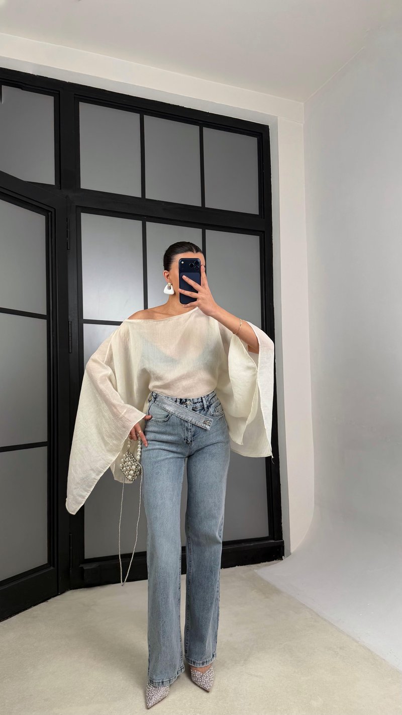 Mavi Taş Kemer Detaylı Premium Jean GAUS-01299