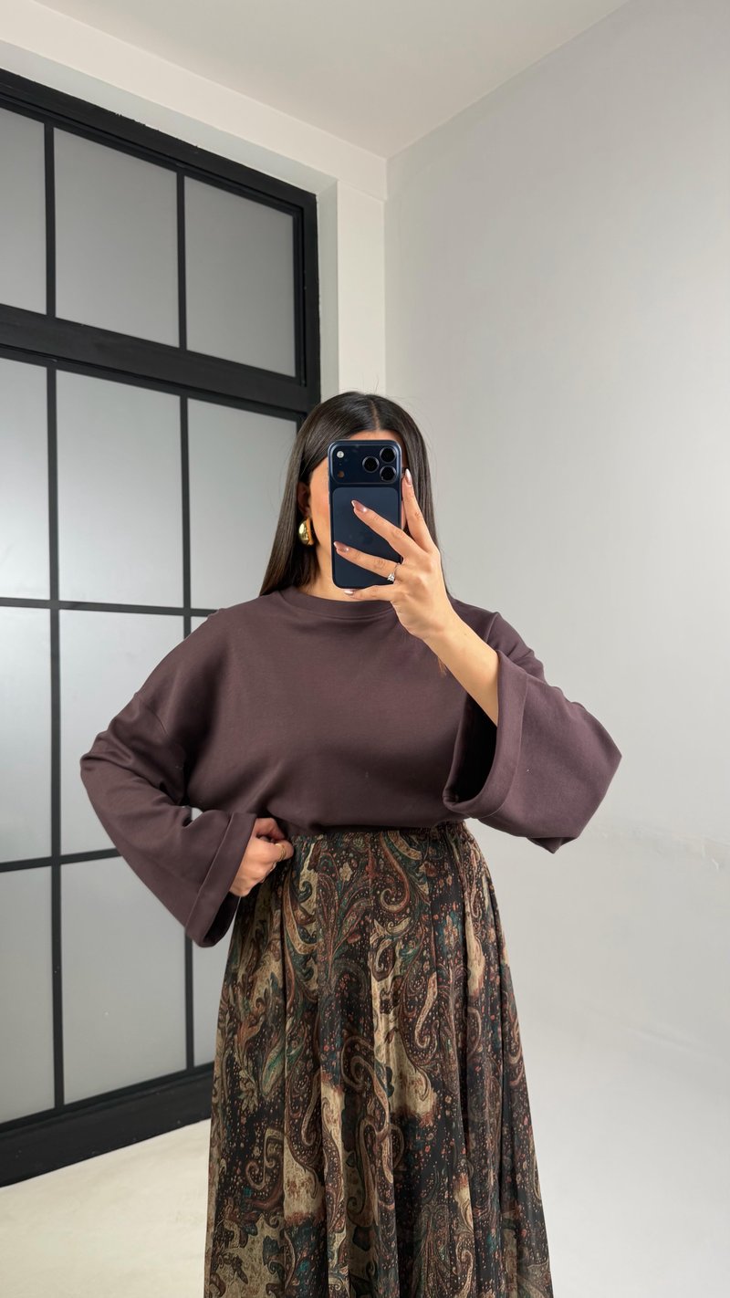 Yeşil Etnik Desenli Beli Lastikli Astarlı Tül Etek GAUS-01133 GAUS-01142