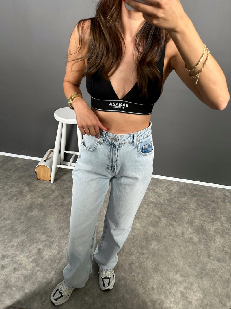 Davy Buz Mavisi Eskitme Wide Leg Jean 
