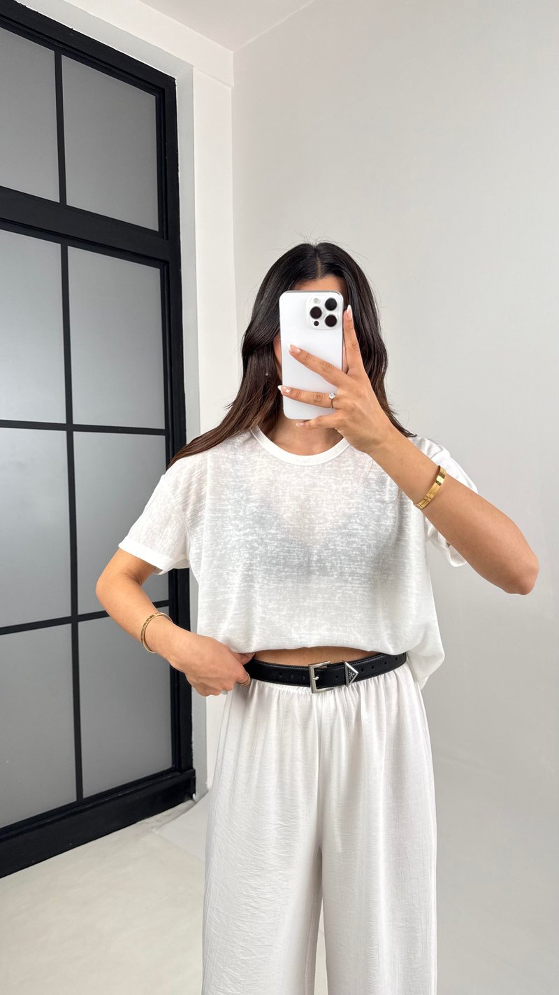Beyaz Bisiklet Yaka MD Muadil Basic Tshirt Gaus00572