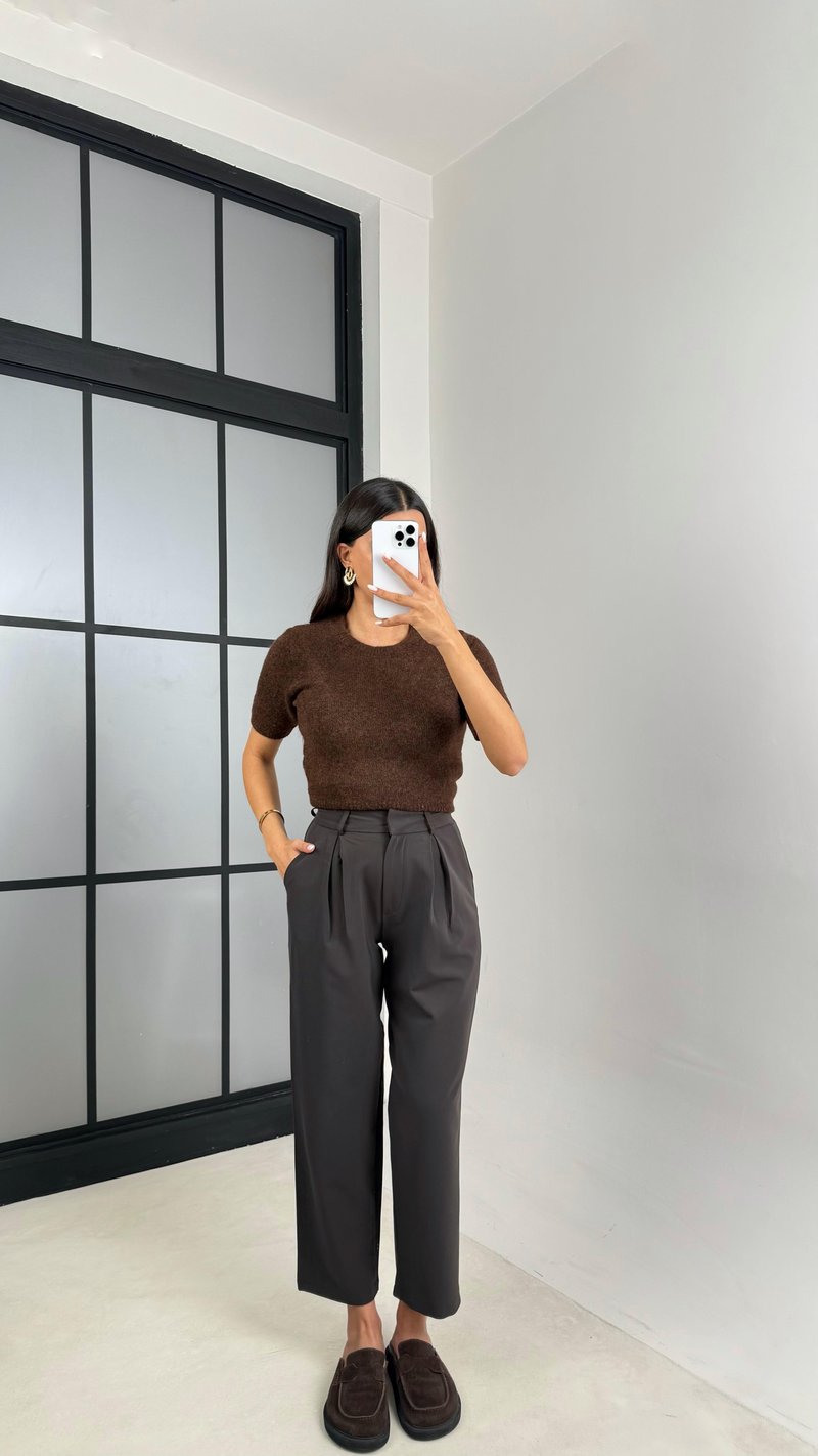 Acı Kahve Cepli Kumaş Pantolon GAUS-00544