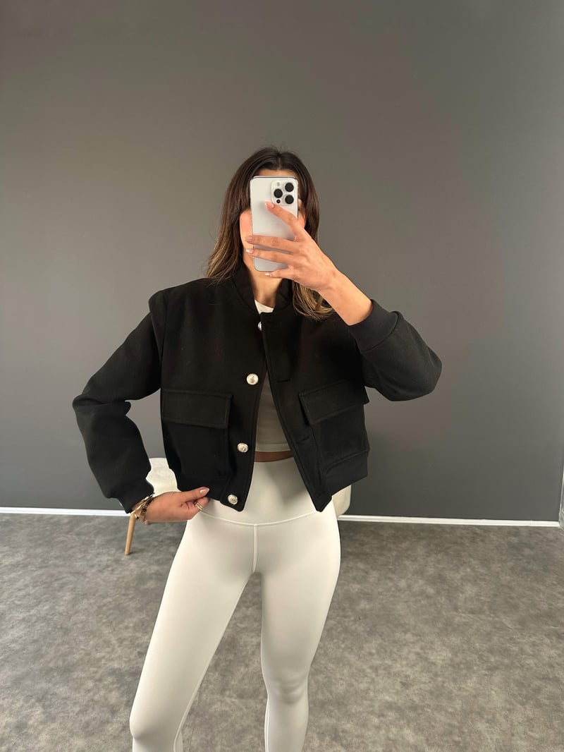 RD Siyah Bomber Kaşe Ceket 