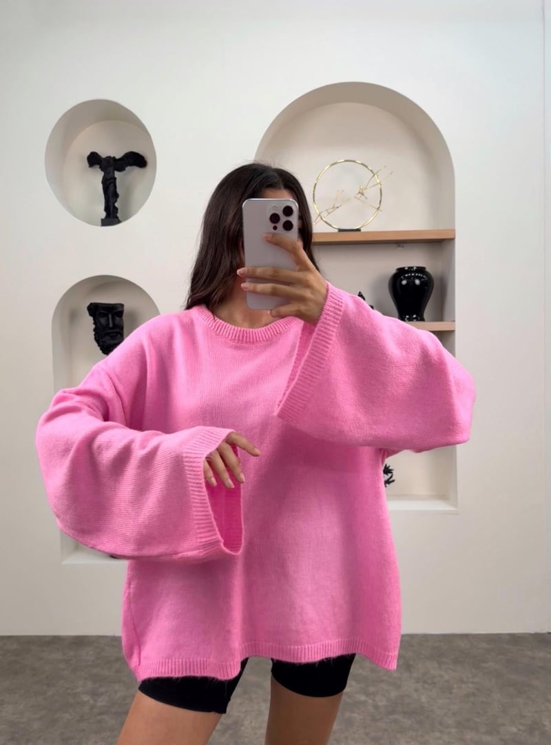 Wolf Şeker Pembe Basic Salaş Kazak