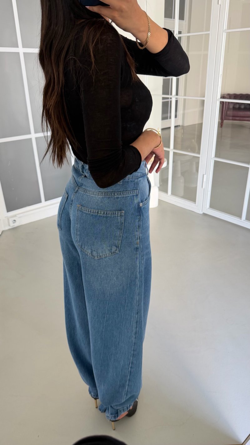 Mavi Ayarlanabilir Paçalı Tencel Denim Jean GAUS-02007