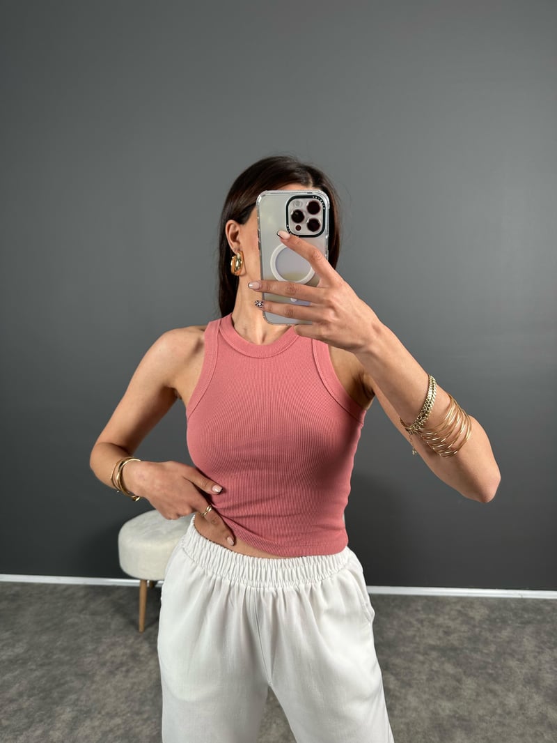 Gül Kurusu Halter Yaka Atlet
