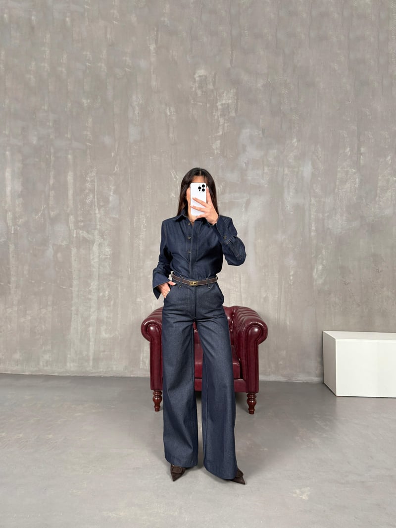 Vesa Lacivert Wide Leg Jean