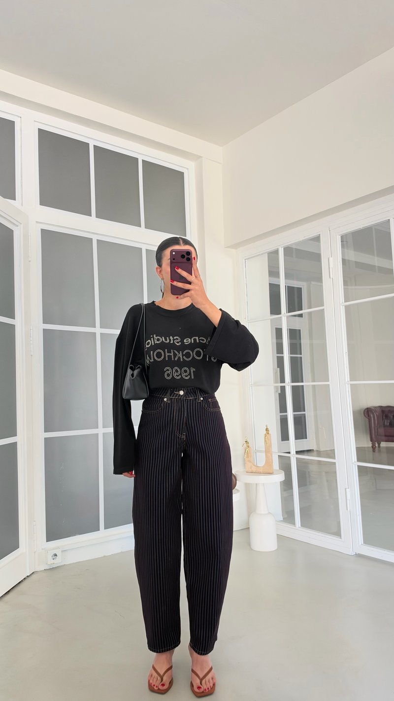 Acı Kahve Kadife Çizgili Baggy Jean GAUS-02267